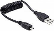 CABLU alimentare si date GEMBIRD, pt. smartphone, USB 2.0 (T) la Micro-USB 2.0 (T), 1.8m, spiralat, conectori auriti, alb,  CC-mUSB2C-AMBM-6-W  (include TV 0.06 lei)
