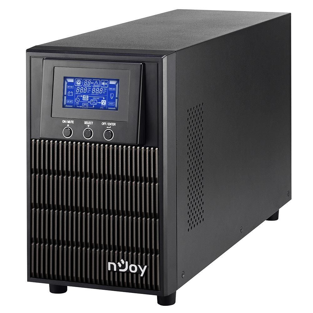 UPS nJoy PWUP-OL200AP-AZ01B, 2000 VA, 1800 W, cu management, on-line, 3x Schuko, 10 minute (50% sarcina), Negru