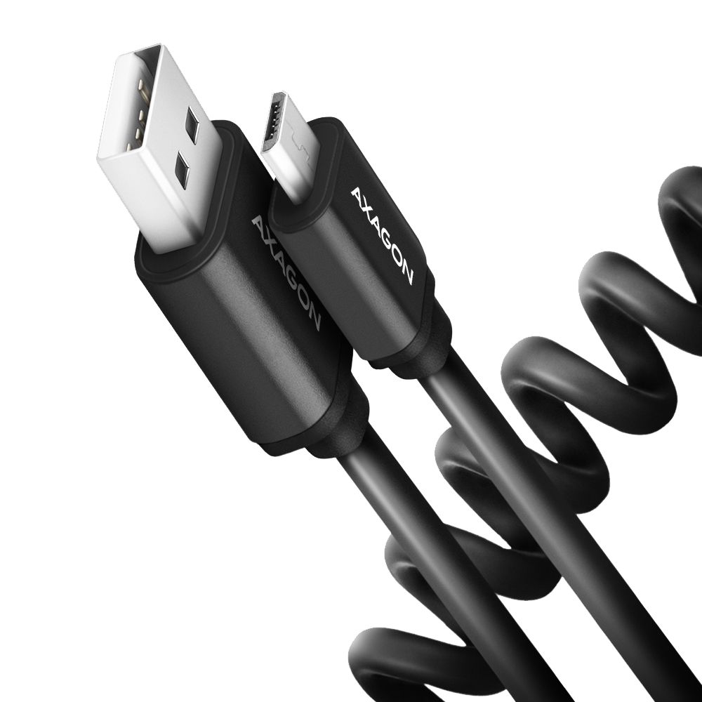Cablu Twister Micro USB  la USB-A, 0.6m, USB 2.0, 2.4A, Aluminiu, Negru