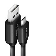 Cablu Twister Micro USB  la USB-A, 0.6m, USB 2.0, 2.4A, Aluminiu, Negru