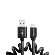 Cablu Twister Micro USB  la USB-A, 0.6m, USB 2.0, 2.4A, Aluminiu, Negru