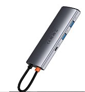 DOCKING Station Baseus Metal Gleam, conectare PC USB Type-C, USB 3.0 x 2, USB Type-C x 1, Card reader SD x 1, MicroSD x 1, USB Type C x 1 PD 100W 5V / 9V / 14.5V / 20V 5A (Max.), HDMI x 1/4K/30Hz, gri  WKWG020113  (include TV 0.75lei) - 6932172602635