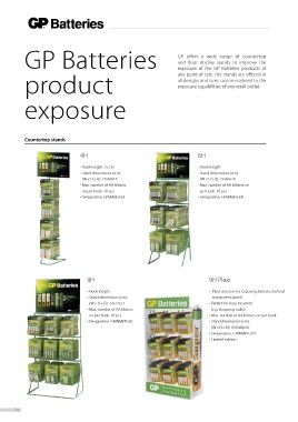 Stand baterii GP Batteries tip 4H, lungime carlig 15 cm, dimensiuni 21 x 68 x 15 cm, maxim blistere/carlig 10 buc  GPMIMKTG0I