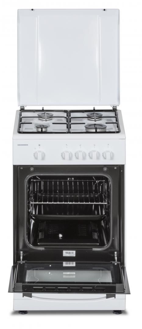 ARAGAZ GAZ HEINNER HFSC-SME50WH, 50X50CM, 4 ARZATOARE, SUPORT EMAIL, CAPAC METALIC, DISPOZITIV DE SIGURANTA PLITA SI CUPTOR, USA CUPTOR CU GEAM DUBLU, DUZE GPL INCLUSE, TAVA SI GRATAR CROMAT, CULOARE: ALB