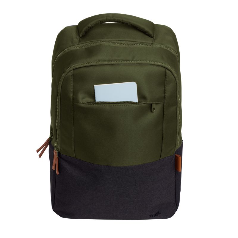 Ghiozdan laptop Trust Lisboa pentru laptop-uri cu diagonala de 16 , material POM, RPET Polyester, RPET twill polyester, volum 23 L, verde