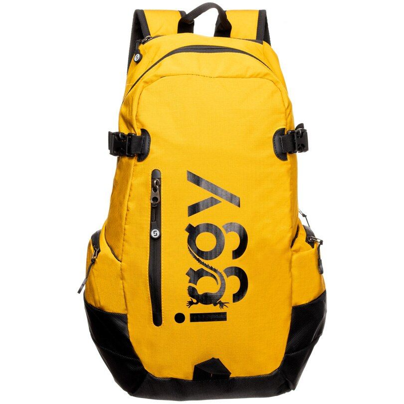 RUCSAC IGGY RIDER, pt. notebook de max. 15.6 , 2 compartimente, buzunar frontal, troler strap, water-resistant, poliester, galben/negu,  IGBP-RIDER