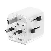 ALIMENTATOR retea 220V GEMBIRD, universal, EU la conectori: US/UK/CN/AU, cu impamantare, 1x Schuko, 1x USB Type-C PD 20W, 1x USB-A QC 18W, siguranta 10A, max. 2500W, alb,  TPA-EU1A1C20-01-W  (timbru verde 0.18 lei)