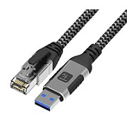 Techly ICOC U3A-RJ45-010 networking cable Black  Silver 1 m Cat6 F/UTP (FTP)