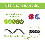 Techly ICOC U3A-RJ45-010 networking cable Black  Silver 1 m Cat6 F/UTP (FTP)